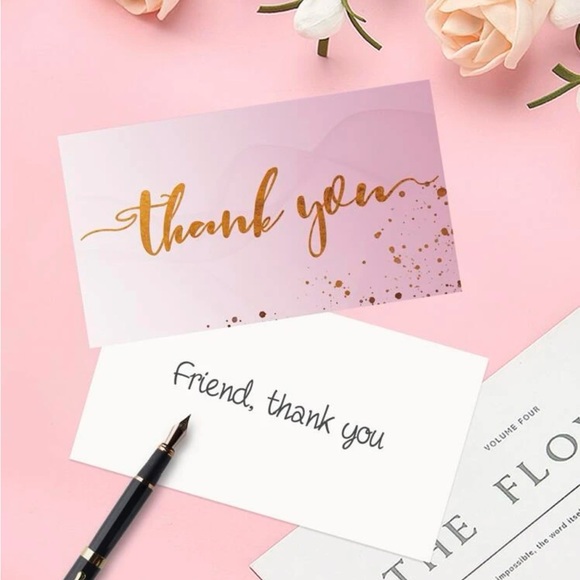 🆑 Thank You Pink & Gold Insert Cards Pack of 50 - Picture 5 of 5
